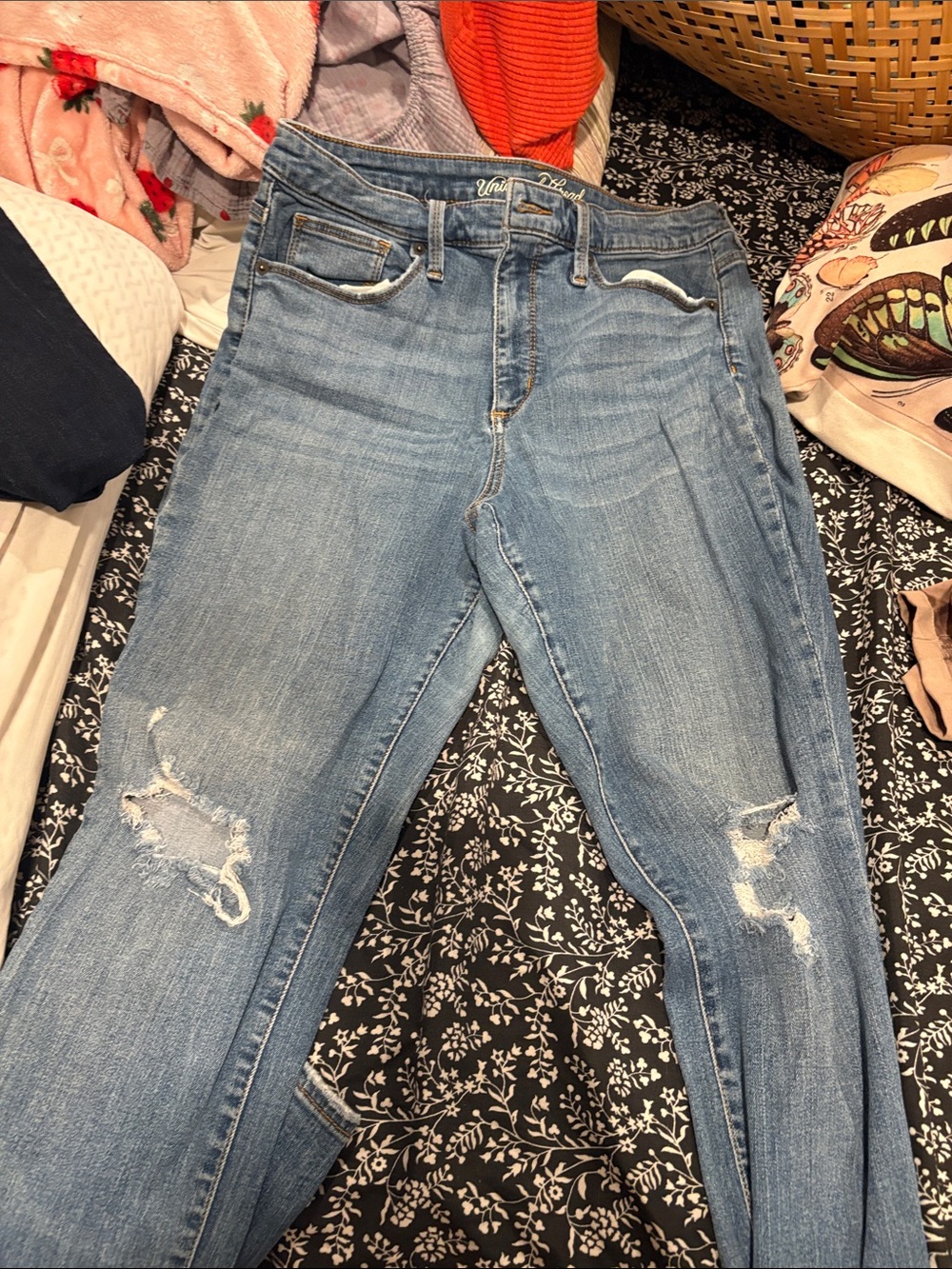 Women's Light Blue Distressed Jeans
